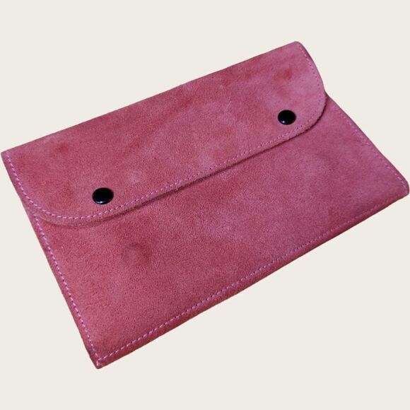 🌼4/$30 Vintage Burnt Red Leather Travel Jewelry Storage Pouch - Picture 1 of 7